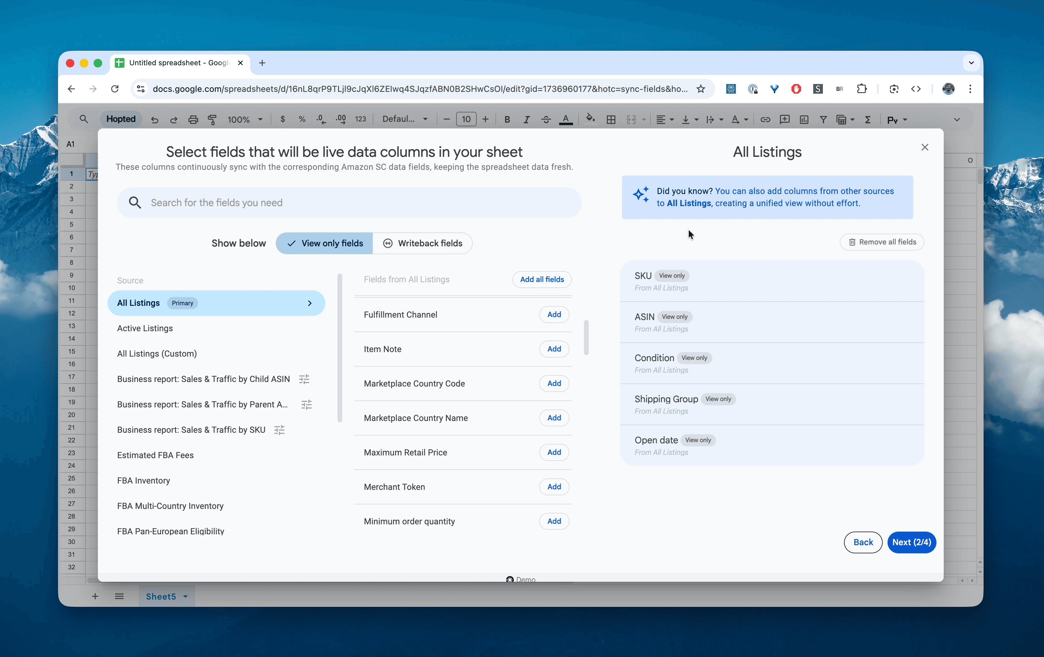 Choose columns for the All Listings report in Hopted