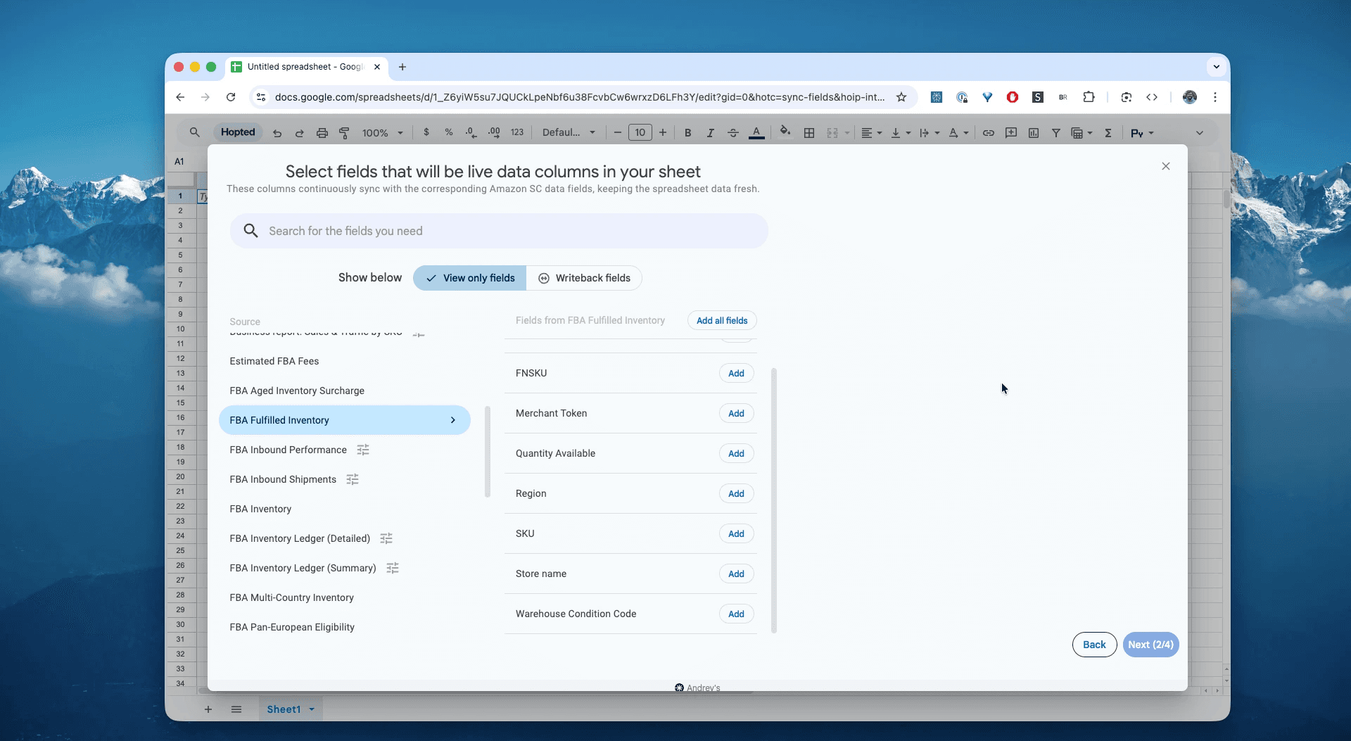Select the FBA Fulfilled Inventory report in Hopted