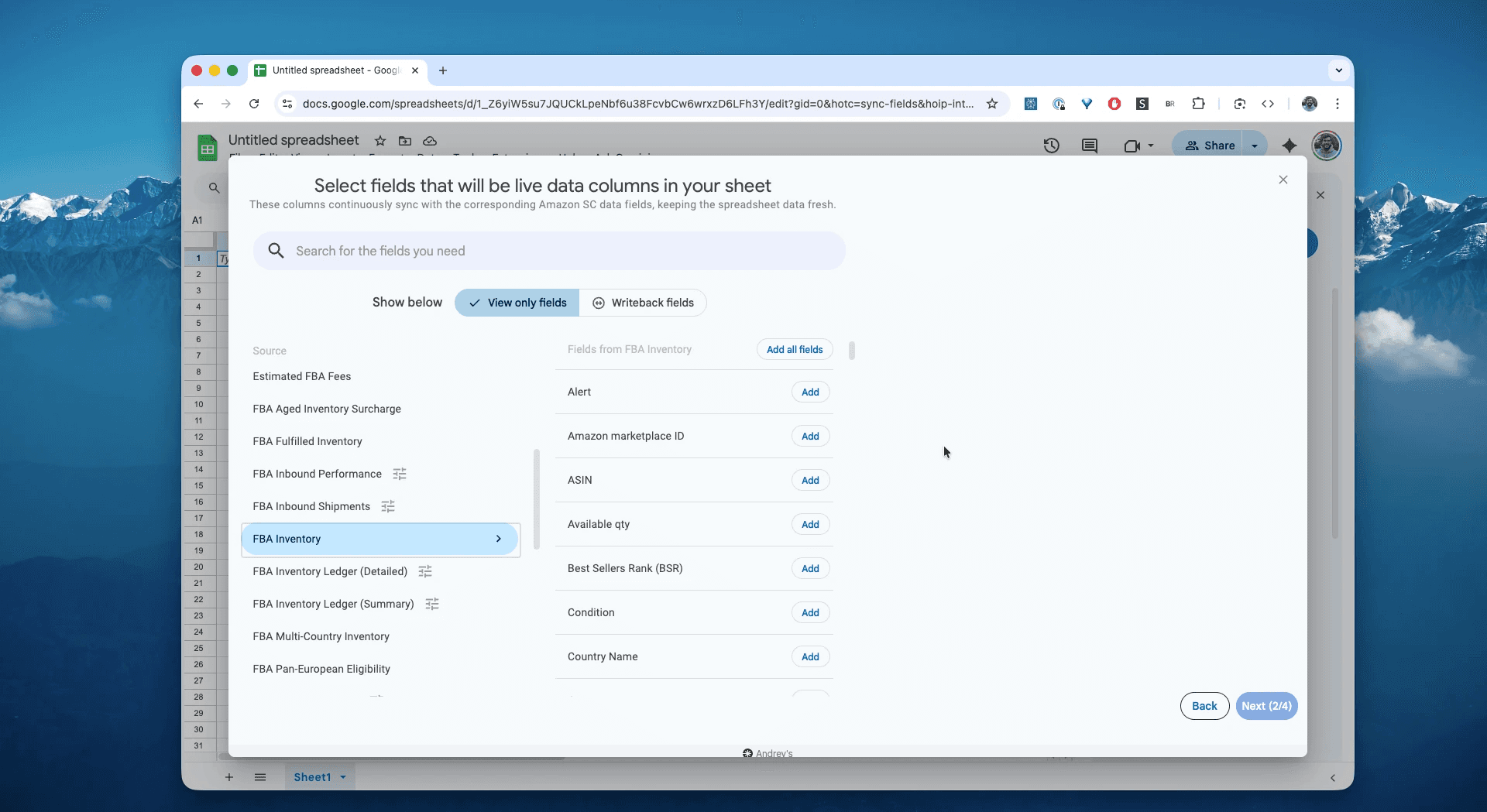 Select the FBA Inventory report in Hopted