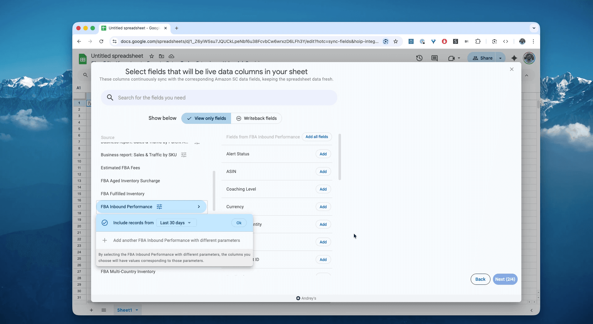 Select the FBA Inbound Performance report in Hopted
