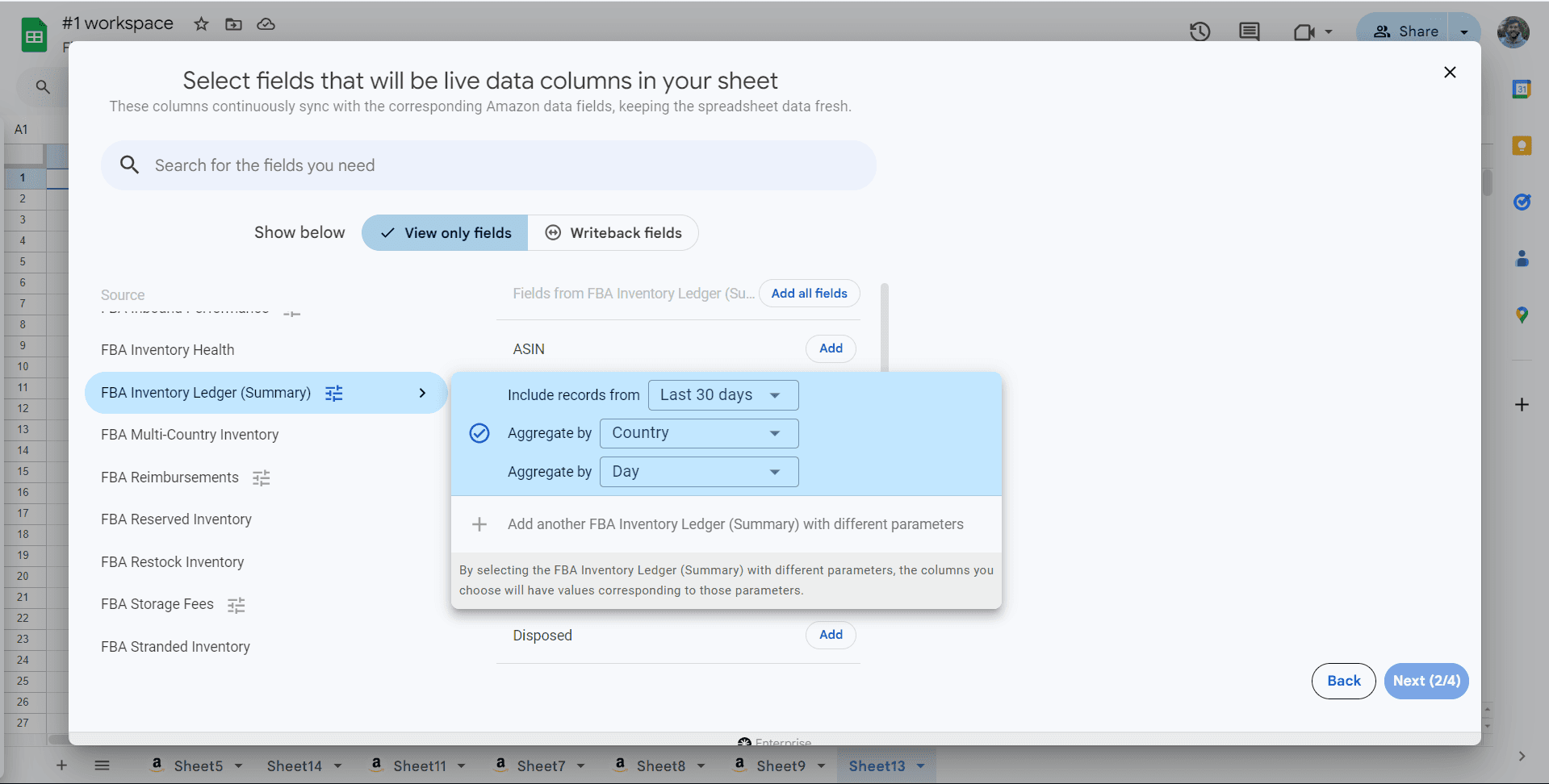 Inventory Ledger settings for daily inventory history
